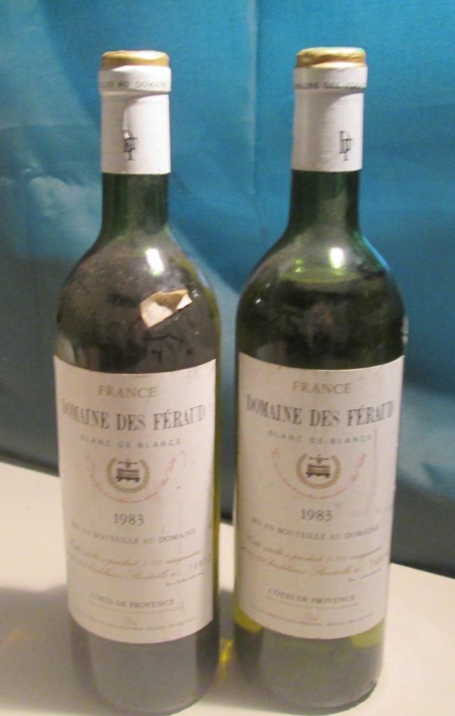 2x Domaine des Feraud - blanc de blancs - 1983, Verzamelen, Wijnen, Zo goed als nieuw, Witte wijn, Frankrijk, Vol, Ophalen of Verzenden