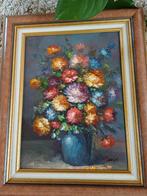 Frans Brocante Olieverf Schilderij - Bloemen Groot stilleven, Antiek en Kunst, Ophalen of Verzenden