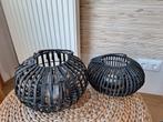 Rieten of rotan lichthouder / kaarsen, Ophalen of Verzenden, Zo goed als nieuw, Minder dan 25 cm