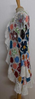 Bohemien kleurtjes half lang gehaakt vest! L, Verzenden, Zo goed als nieuw, Maat 42/44 (L), Wit