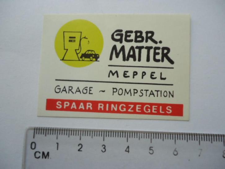 sticker oud Meppel Gebr MATTER garage pomp station auto, Verzamelen, Stickers, Zo goed als nieuw, Bedrijf of Vereniging, Verzenden