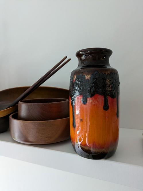 Vintage Westgermany vaas van Scheurich, mooi fatlava decor, Huis en Inrichting, Woonaccessoires | Vazen, Zo goed als nieuw, Rood