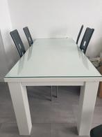 Witte Eettafel met Glazen Blad, Ophalen of Verzenden, Rechthoekig, 200 cm of meer, 50 tot 100 cm