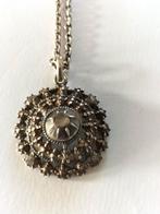 Antieke zilveren hanger met roos diamanten., Verzenden, Zo goed als nieuw, Zilver, Zilver