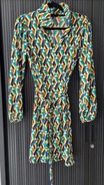 Leuke, vrolijke jurk knielengte maat S/M, lange mouw, Ophalen of Verzenden, Zo goed als nieuw, Maat 38/40 (M), Knielengte