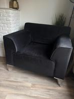 Zwarte/antraciet fauteuil van Montél met metalen poten, Huis en Inrichting, Fauteuils, Ophalen, 75 tot 100 cm, Zo goed als nieuw