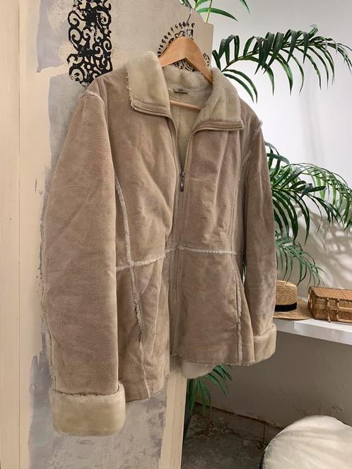 Vintage lammy coat L faux fur gevoerd winterjas rits, Kleding | Dames, Jassen | Winter, Zo goed als nieuw, Maat 38/40 (M), Beige