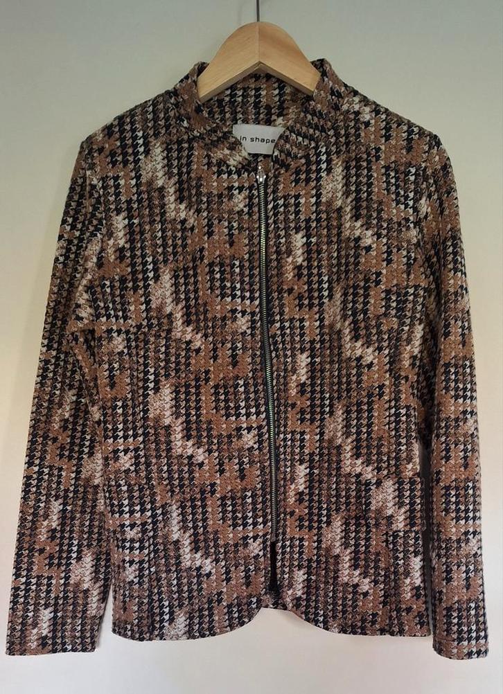 Soepele Blazer In Shape Mt L - ZGAN, Kleding | Dames, Jasjes, Kostuums en Pakken, Zo goed als nieuw, Maat 42/44 (L), Bruin, Ophalen of Verzenden
