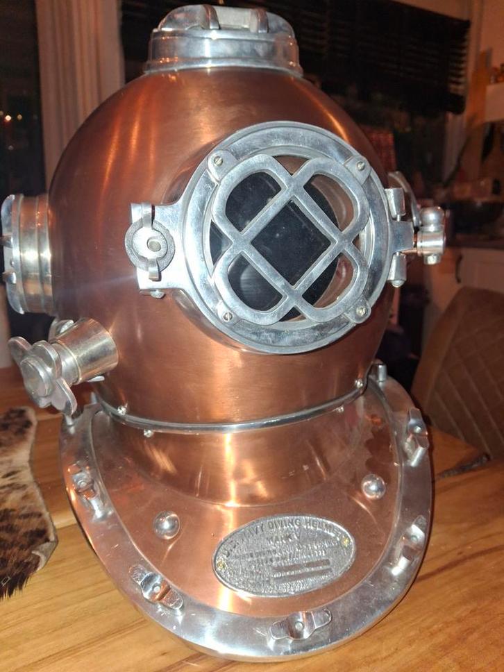 Koperen Duikhelm - Ware Grootte - Decoratief, Antiek en Kunst, Antiek | Overige Antiek, Ophalen of Verzenden