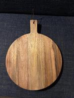 Houten serveerplank borrelplank 30 cm rond handgreep, Ophalen, Zo goed als nieuw