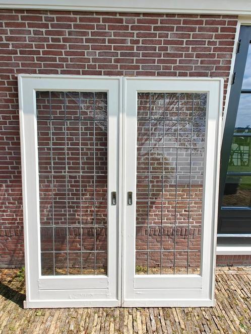 Zeer mooie landelijke glas in lood witte ensuite schuifdeur, Doe-het-zelf en Verbouw, Deuren en Horren, Zo goed als nieuw, Binnendeur