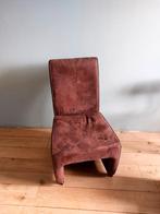 2 Bruine Microleer Eetkamerstoelen met Wieltjes, Huis en Inrichting, Stoelen, Ophalen of Verzenden, Gebruikt, Bruin