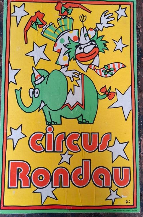 Circus poster.  *CIRCUS RONDAU. Oud. 30/47 cm., Verzamelen, Posters, Gebruikt, Overige onderwerpen, A1 t/m A3, Rechthoekig Staand
