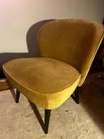 Woood fauteuil velvet oker - vintage stijl, Huis en Inrichting, Fauteuils, Ophalen, Minder dan 75 cm, Zo goed als nieuw, Retro vintage