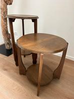 2 Art Deco bijzettafels massief eikenhout jaren ’30 stijl, Ophalen