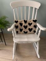 Vintage witte houten grote stevige schommelstoel, Ophalen, Gebruikt, Wit, Vintage brocante