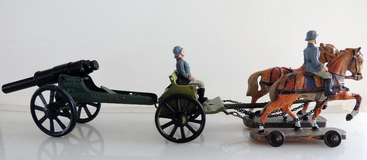 Hausser/Elasolin tweespan met kanon, Antiek en Kunst, Antiek | Speelgoed, Ophalen of Verzenden