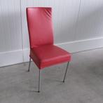 Eetkamerstoel, vergaderstoel, Rood leder, 4-poots frame, Gebruikt, -, -, Leer