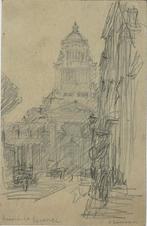 Jan Cossaar potloodtekening "Place de la Regence" gesigneerd, Ophalen