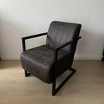 Als nieuw leren fauteuil met armsteunen kleur cowboy grey, Ophalen, Zo goed als nieuw, 50 tot 75 cm, Leer