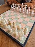 Vintage schaakspel onyx marmer 34 x 34 cm schaakbord, Een of twee spelers, Ophalen, Zo goed als nieuw