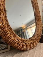 Spiegel ovaal rotan vintage, Minder dan 50 cm, Ophalen of Verzenden, Zo goed als nieuw, Minder dan 100 cm