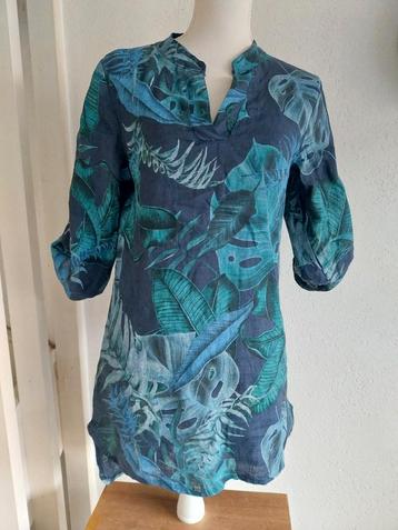 Blauwe Tuniek met Bladerprint - Azuri maat S/M  beschikbaar voor biedingen
