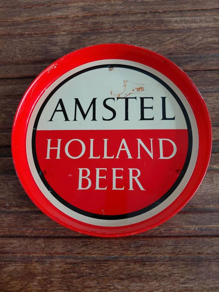 Oud metalen Amstel Bier dienblad, Verzamelen, Biermerken, Gebruikt, Amstel, Ophalen of Verzenden