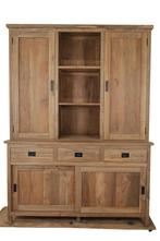 Teakhouten vitrinekast 160, Verzenden, 150 tot 200 cm, Teakhout, Nieuw