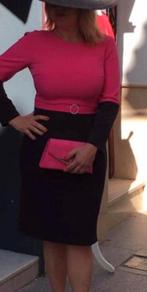 Cayma elegante jurk in zwart met roze top ceintuur strass 38, Maat 38/40 (M), Overige kleuren, Verzenden, Nieuw