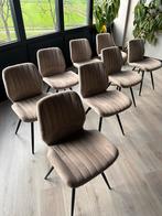 8 Beige Velvet Eetkamerstoelen, Huis en Inrichting, Stoelen, Ophalen, Overige kleuren, Stof, Zo goed als nieuw