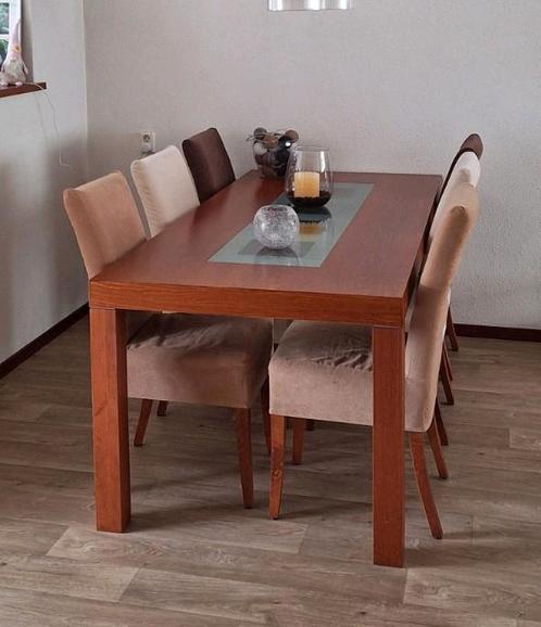 Eetkamertafel met zes stoelen, Huis en Inrichting, Tafels | Eettafels, Gebruikt, 50 tot 100 cm, 200 cm of meer, Vijf personen of meer