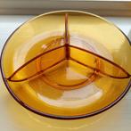 Seventies serveerschaal persglas oker, amber, Antiek en Kunst, Ophalen of Verzenden