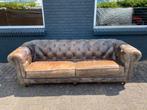 Chesterfield bank vintage bruin GRATIS BEZORGD!, Leer, Ophalen of Verzenden, Zo goed als nieuw