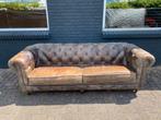 Chesterfield bank vintage bruin GRATIS BEZORGD!, Ophalen of Verzenden, Zo goed als nieuw, 75 tot 100 cm, Leer