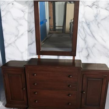 Eiken Kaptafel met Spiegel & Veel Opbergruimte beschikbaar voor biedingen