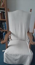 oude opastoel met hoes, Huis en Inrichting, Fauteuils, Ophalen, Hout, Minder dan 50 cm, Gebruikt
