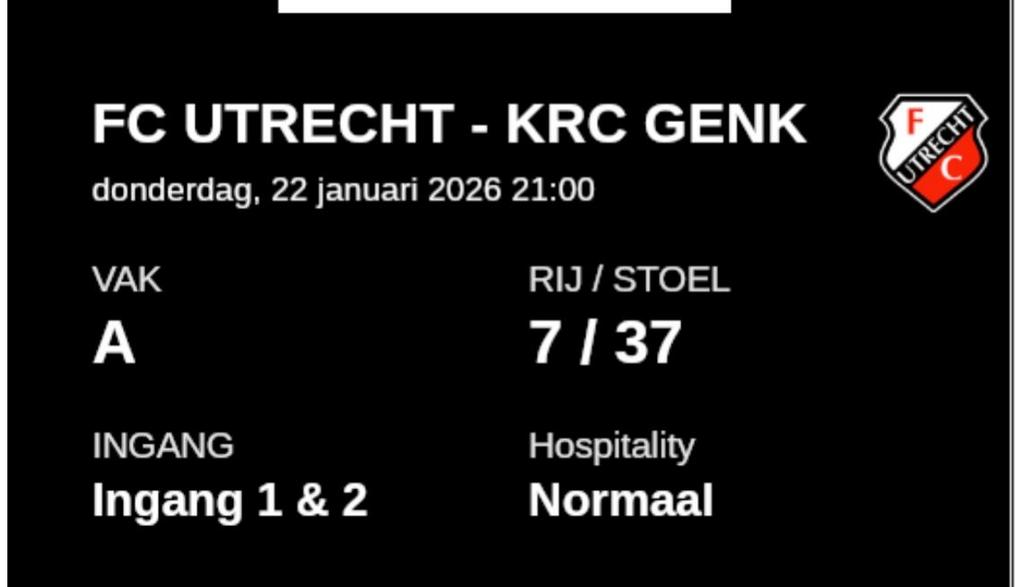 Fc utrecht-Genk, Tickets en Kaartjes, Eén persoon