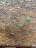 Gesigneerd Th Herst grof opgezet dchilderij schapen berken, Antiek en Kunst, Kunst | Schilderijen | Klassiek, Ophalen of Verzenden