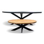 Combo deals Ovale eettafel + salontafel  mango & black, 50 tot 100 cm, Nieuw, Overige materialen, Industrieel