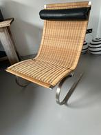 Design stoel riet en staal, Huis en Inrichting, Stoelen, Gebruikt, Overige kleuren, Design, Riet of Rotan