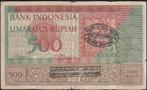 Indonesie 500 Rupiah 1952 Overprinted  XN 008528, Los biljet, Verzenden