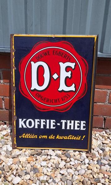 Oud dubbelzijdig emaille bord Douwe Egberts koffie-thee️☕️ beschikbaar voor biedingen