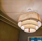 Mooie grote hanglamp van stof met houten elementen, Huis en Inrichting, Ophalen, Zo goed als nieuw, Metaal