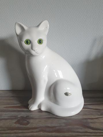 Vintage Wit Poezenbeeld - 26 cm beschikbaar voor biedingen