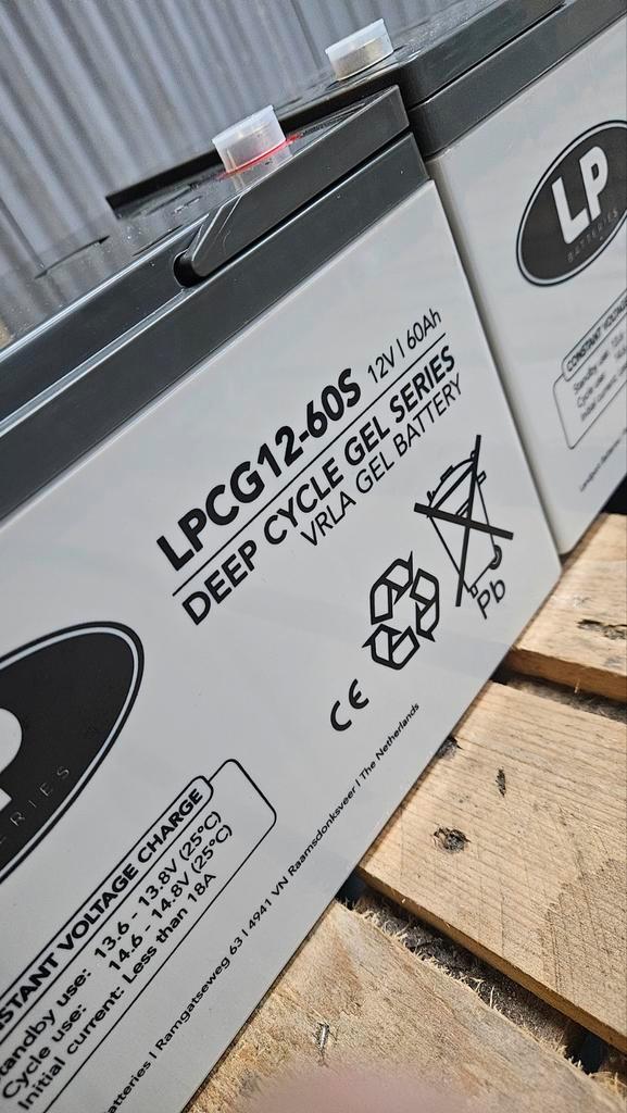2 nieuwe LP Deep Cycle Gel Accu's 12V 60Ah, Audio, Tv en Foto, Accu's en Batterijen, Nieuw, Oplaadbaar, Ophalen