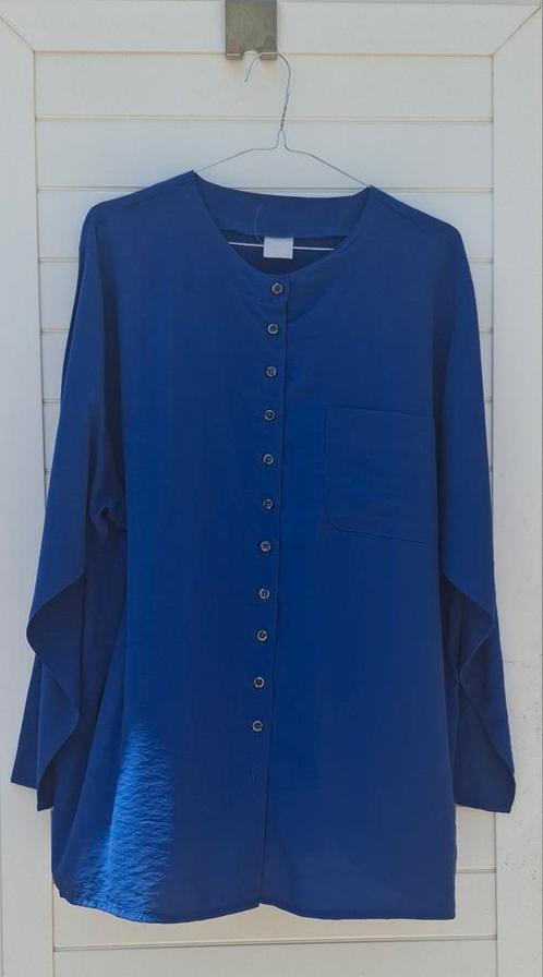 Vintage blouse, maat 42/XL - koningsblauw - 90's, Kleding | Dames, Blouses en Tunieken, Gedragen, Maat 42/44 (L), Blauw, Ophalen of Verzenden