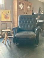 Vintage leren relaxfauteuil met verstelbare ligstand, Huis en Inrichting, Fauteuils, Ophalen, Gebruikt, Minder dan 75 cm, Leer