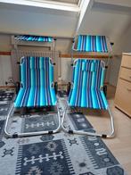 Strandstoelen met wielen en zonnekap - 2 stuks, Ophalen, Zo goed als nieuw, Aluminium, Verrijdbaar
