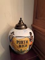 Mooie keramieken tabakspot met koperen deksel - Porto Rico, Ophalen of Verzenden, Gebruikt